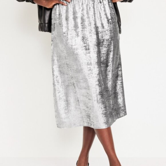Old Navy Silver Formal skirt NWT Elastic waist size XXL - Picture 4 of 8
